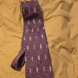Bill Blass Purple and Yellow Geometric Tie‎